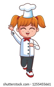 cute chef girl cartoon
