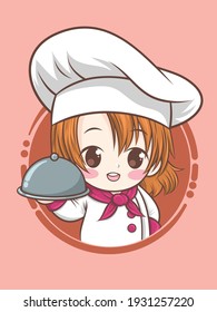 Cute Chef Girl Cartoon Character