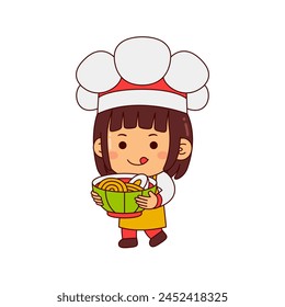 cute chef girl cartoon character