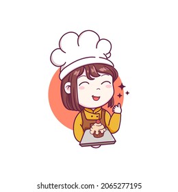 Cute Chef Girl Cartoon Design