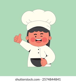 Cute Chef Girl Cartoon Illustration