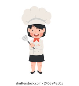 Cute chef girl cartoon kid