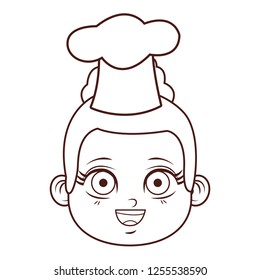 cute chef girl face cartoon