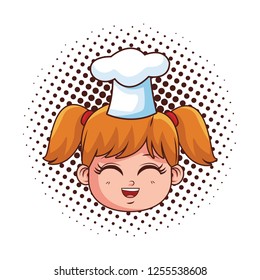 cute chef girl face cartoon