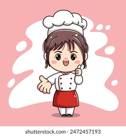 Cute chef girl kawaii character