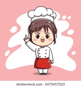 Cute chef girl kawaii character