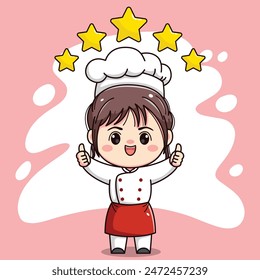 Cute chef girl kawaii character