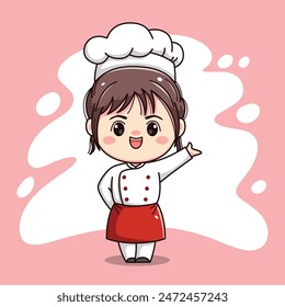 Cute chef girl kawaii character