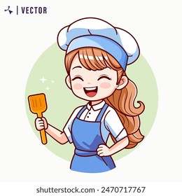 Linda Chef Chica Ilustración vectorial