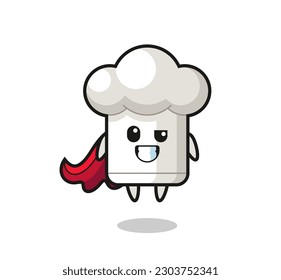 el bonito personaje de sombrero de chef como superhéroe volador, diseño de estilo lindo para camisetas, pegatinas, elemento logo