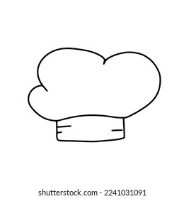 Cute Chef hat doodle Icon. Vector outline illustration isolated on white