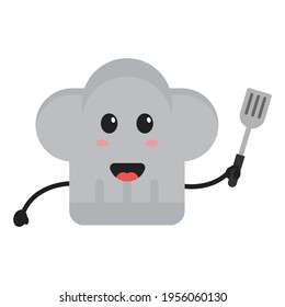 cute chef hat flat icon illustration vector graphic