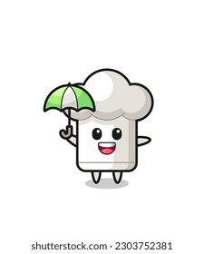 cute chef hat illustration holding an umbrella , cute style design for t shirt, sticker, logo element