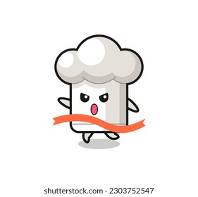 cute chef hat illustration is reaching the finish , cute style design for t shirt, sticker, logo element