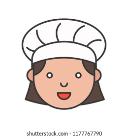 Cute chef head filled outline icon, editable stroke