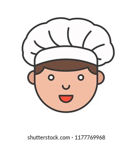Cute chef head filled outline icon, editable stroke