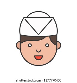 Cute chef head filled outline icon, editable stroke