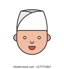 Cute chef head filled outline icon, editable stroke