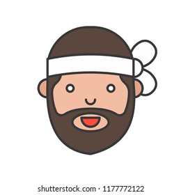 Cute chef head filled outline icon, editable stroke