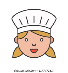Cute chef head filled outline icon, editable stroke