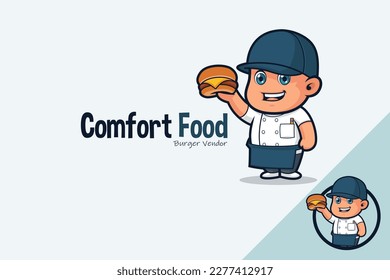 Cute Chef Holding Cheese Burger