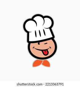 Cute Chef Icon. Funny Bakers Symbol.