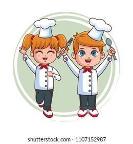 Cute chef kids cartoon