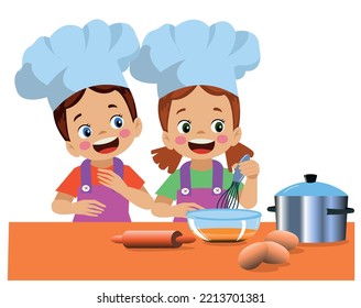 süße Küchenchefs, die Kuchen backen