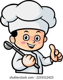 Cute chef little boy cartoon
