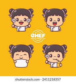 linda ilustración vectorial de caricatura de mascota de chef con estilo de contorno. dibujos animados, mascota, icono