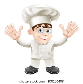 A cute chef mascot character in chef hat and chef uniform