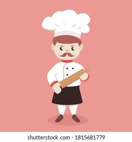 Cute chef mascot logo design illustration