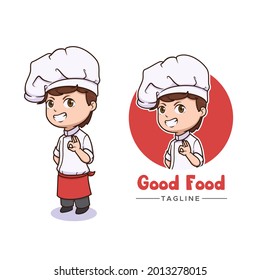 Cute chef mascot logo design