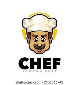 Cute chef mascot logo design illustration 