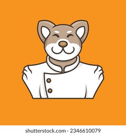 cute chef mascot logo icon shiba inu cartoon character