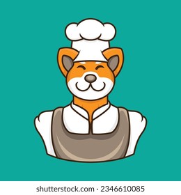 cute chef mascot logo icon shiba inu cartoon character