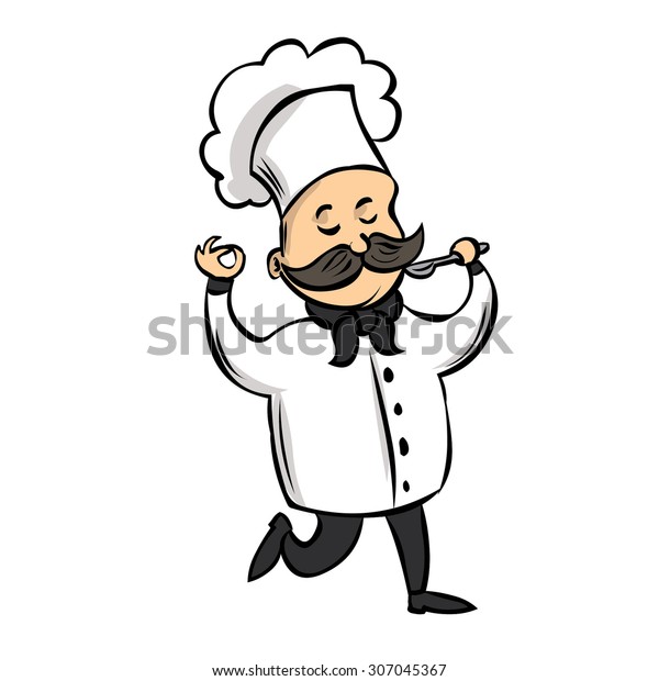 Cute Chef Mustache Tastes Food Hand Stock Vector (Royalty Free) 307045367