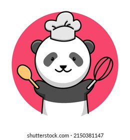 Cute chef panda cartoon design