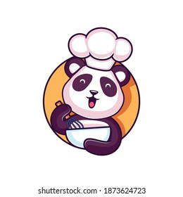 cute chef panda cooking icon