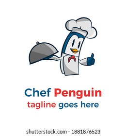 cute chef penguin logo vector illustration. animal wildlife character.