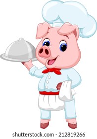 Cute chef pig cartoon