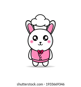 cute chef rabbit design mascot kawaii