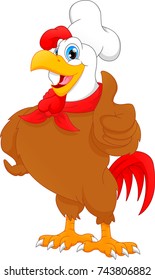 cute chef rooster cartoon thumb up