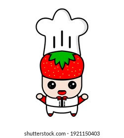 Cute Chef Strawberry Character Design