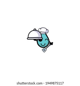 Cute Chef Water Cartoon Character Vector Illustration Design. Outline, Cute, Funny Style. Recomended For Children Book, Cover Book, And Other.