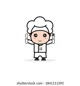 cute chef in white uniform