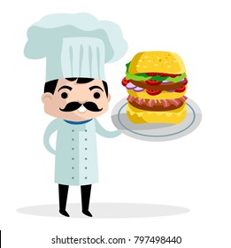 cute cheff with burger