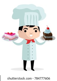 cute cheff with dessert