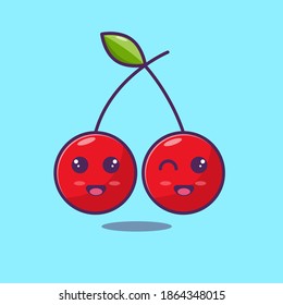 süße Kirschen, Obstthema, perfekt für Ihr Geschäft, Aufkleber, Emoticons, Vektorpfe10