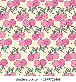 cute cherries funny cartoon pattern